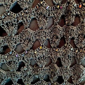 Anthropologie Tape Measure Crochet Sparkly Scoop Neck Tank Top Green L *READ